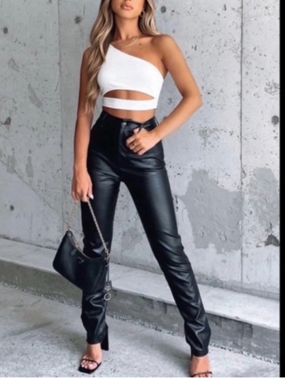 White Fox You’ve Got It Black Vegan Leather HR Pants